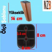 Lüks Mobilya Kanepe Sehpa TV Ünitesi Koltuk Ayağı 14 cm Kahverengi Ahşap Desenli Baza Ayak - 2