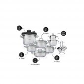 Acar Karat Neptün 18 Parça Çelik Çeyiz Seti Silver 017160/1 thumbnail 2