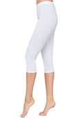 Alışveriş Meydanı Kadın Beyaz Kapri Likralı Penye Pamuk Tayt - 1