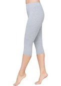 Alışveriş Meydanı Kadın Gri Kapri Likralı Penye Pamuk Tayt - 1