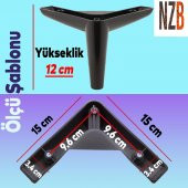 Lüks Mobilya Kanepe Sehpa TV Ünitesi Koltuk Ayağı 12 cm Siyah Baza Ayak thumbnail 2