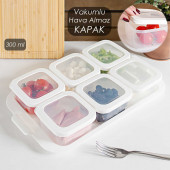 Porsima Tepsili 6lı Kahvaltılık Saklama Kabı Silikon Kapaklı Saklama Kabı Kapaklı Kahvaltılık Beyaz - 2