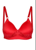 Alışveriş Meydanı Kadın Kırmızı Dantelli Toparlayıcı Küçültücü Balensiz Boş Kap Sütyen - 1
