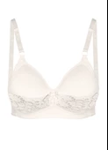 Alışveriş Meydanı Kadın Ekru Dantelli Toparlayıcı Küçültücü Balensiz Boş Kap Sütyen - 1