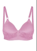Alışveriş Meydanı Kadın Pembe Dantelli Toparlayıcı Küçültücü Balensiz Boş Kap Sütyen - 1