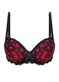 Alışveriş Meydanı Kadın Siyah Kırmızı Dantelli Desteksiz Dolgusuz Balenli Boş Kap Sütyen - 1