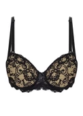 Alışveriş Meydanı Kadın Siyah Ten Dantelli Destekli Dolgulu Balenli Sütyen - 1