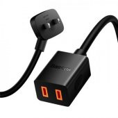 Baseus 1 Metre 2500W EU, UK Çevirici Şarj Adaptörü,Ultra Hızlı Akım Korumalı,Isınmaz Power Strip 1AC - 2
