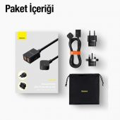 Baseus 1 Metre 2500W EU, UK Çevirici Şarj Adaptörü,Ultra Hızlı Akım Korumalı,Isınmaz Power Strip 1AC - 5
