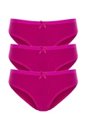 Alışveriş Meydanı Kadın Fuşya Likralı Penye Pamuk Slip 3’lü Külot - 1