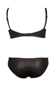 Alışveriş Meydanı Kadın Siyah Puantiyeli Dantelli Destekli Dolgulu Sütyen ve Külot Takımı - 2