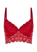 Alışveriş Meydanı Kadın Kırmızı Dantelli Süngerli Tül Balensiz Bralet - 1