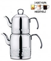 Korkmaz Erna Çaydanlık Takımı 3 Adet Cam Kupa Hediyeli - 1