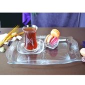 Decocia Dikdörtgen Cam Kahve ve Sunum Tepsisi Mira Desenli - 2