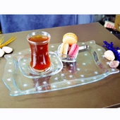 Decocia Dikdörtgen Cam Kahve ve Sunum Tepsisi Sema Desenli - 2