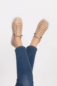 Kadın Hakiki Deri Ortopedik Bej Sneaker Ayakkabı thumbnail 2