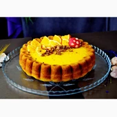 Decocia Yuvarlak Cam Pasta ve Sunum Tepsisi Sürgün Desenli - 3