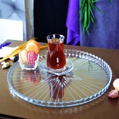 Decocia Yuvarlak Cam Pasta ve Sunum Tepsisi Vega Desenli thumbnail 2