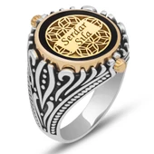 Çift Taraflı Mineli İsimli 925 Gümüş Erkek Yüzük - 4