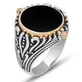 Çift Taraflı Mineli İsimli 925 Gümüş Erkek Yüzük - 6