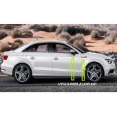 Audi S Line A1 A3 A4 Yan Aynalar Ve Çamurluk Yanı Damla Desen Bıçak Logo Arma Seti - 5
