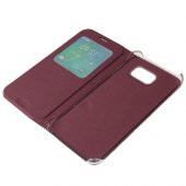 Samsung Galaxy S6 Kılıf S-View Pencereli (Suni Deri) - Bordo thumbnail 5