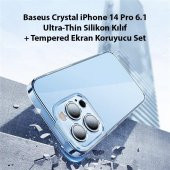 Baseus 14 Pro 6.1 0.3MM Silikon Kılıf ve Full Kaplama Kırılmaz Ekran Koruyucu, Aleofobik Nano Kılıf - 2