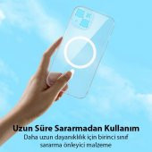 Baseus iPhone 14 6.1inc Magsafe Silikon Kılıf ve Full Kaplama Kırılmaz Ekran Koruyucu Sararmaz Kılıf - 4