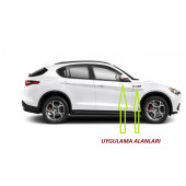 Alfa Romeo Stelvio Yan Aynalar Ve Çamurluk Yanı Damla Desen Bıçak Logo Arma Seti - 5