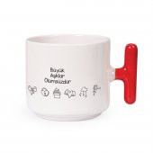 Love Krem Parlak Kupa ( Kırmızı Kulp ) - 2