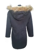 Konica 01897 Kadın Keten İçi Kürklü Kapüşonlu Kaban thumbnail 3