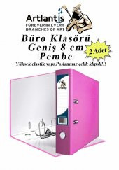 Büro Klasörü Pembe Geniş 2 Adet Plastik Geniş Pembe Klasör Halkalı Paslanmaz Çelik Klipsli 2 Adet - 1