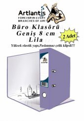Büro Klasörü Lila Geniş 2 Adet Plastik Geniş Lila Klasör Halkalı Paslanmaz Çelik Klipsli 2 Adet - 1