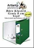 Büro Klasörü Yeşil Geniş 10 Adet Plastik Geniş Yeşil Klasör Halkalı Paslanmaz Çelik Klipsli 10 Adet - 1