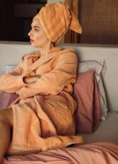 The Mia Fine Cotton TerraCotta Bornoz Small Medium - 4