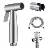 Coofbe 1.5Metre Hortumlu Sprey Tabancalı Lavabo ve Tuvalet Musluğu, Çelik, Su Sızdırmaz, 4 Parça Set - 1