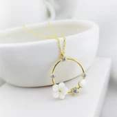 Vaoov 925 Ayar Gümüş İncili Çiçek Hediye Kolye thumbnail 3