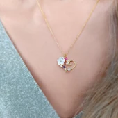 Vaoov 925 Ayar Gümüş Çiçekli Kalp Hediye Kolye thumbnail 3