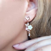 Vaoov 925 Ayar Gümüş Pembe Taşlı Kelebek Küpe thumbnail 3