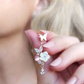 Vaoov 925 Ayar Gümüş Pembe Taşlı Kelebek Küpe thumbnail 2