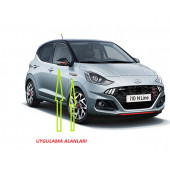 Hyundai N Line i10 Yan Aynalar Ve Çamurluk Yanı Damla Desen Bıçak Logo Arma Seti - 5