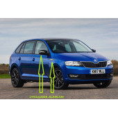 Skoda VRS Rapid Yan Aynalar Ve Çamurluk Yanı Damla Desen Bıçak Logo Arma Seti thumbnail 5