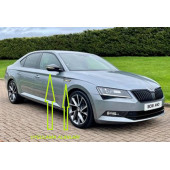Skoda VRS SuperB Yan Aynalar Ve Çamurluk Yanı Damla Desen Bıçak Logo Arma Seti - 5