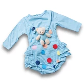 Jolbaby Ayıcıklı Oyuncaklı Puantiye Baskılı 2'li Kız Bebek Romper Tulum - 1