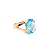 14k Altın Mavi Topaz Taşlı Yüzük - 1