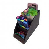 Inn Design Masaüstü Düzenleyici Deri Organizer Kumandalık Kalemlik 4 Gözlü İzmir Kahve DD-1186 - 1