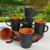 Keramika Mat Gri/Hardal Sarı Bulut Kupa 9 Cm 6 Adet 969/102 - 2