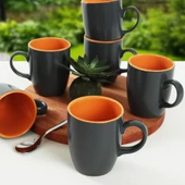 Keramika Mat Gri/Hardal Sarı Bulut Kupa 9 Cm 6 Adet 969/102 - 1