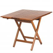 Atina Lüx Minderli Katlanır Ahşap Bahçe Balkon Takımı - 80x120 Masa + 4 Sandalye Set - 3