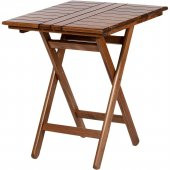 Marmaris Ahşap Bahçe Balkon Takımı: 60x60 Masa + 2 PVC Kumaşlı Sandalye Katlanır Set - 2